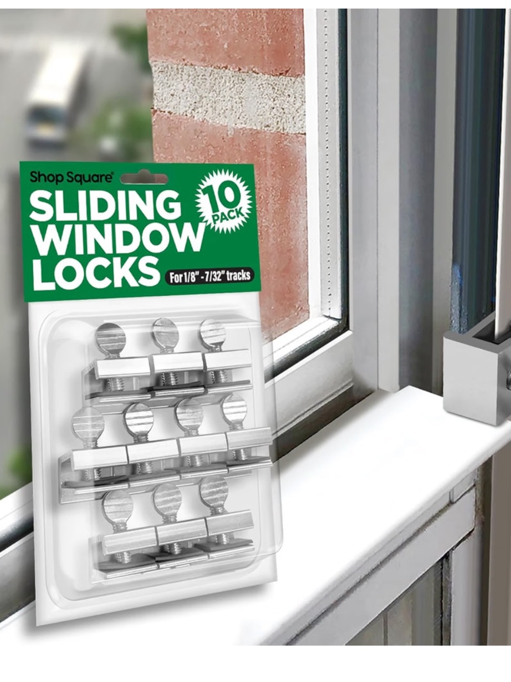 Window Locks, 10 Pack for Vertical and Horizontal Windows, Adjustable Aluminum